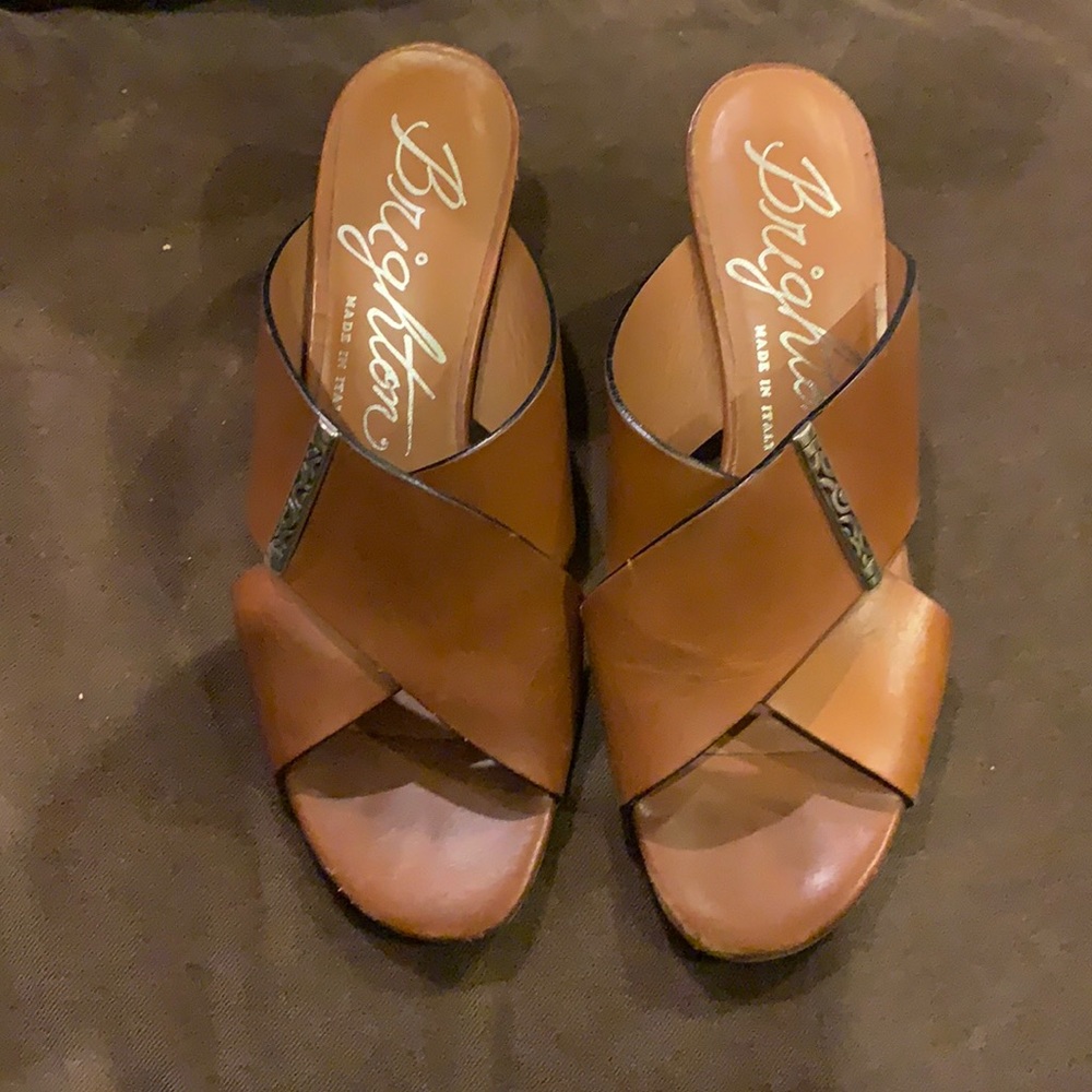 Tan/brown leather Brighton heels. Size 7